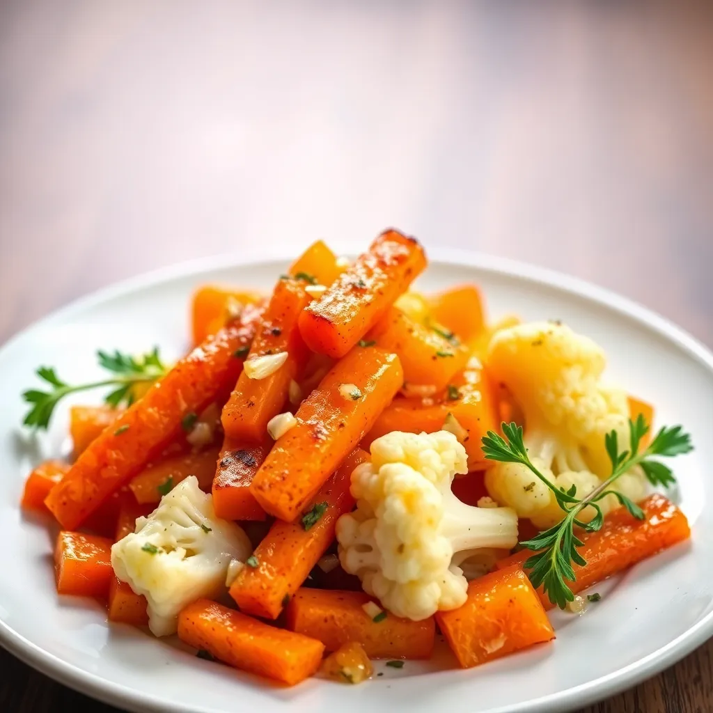 Roasted Carrot and Cauliflower with Garlic