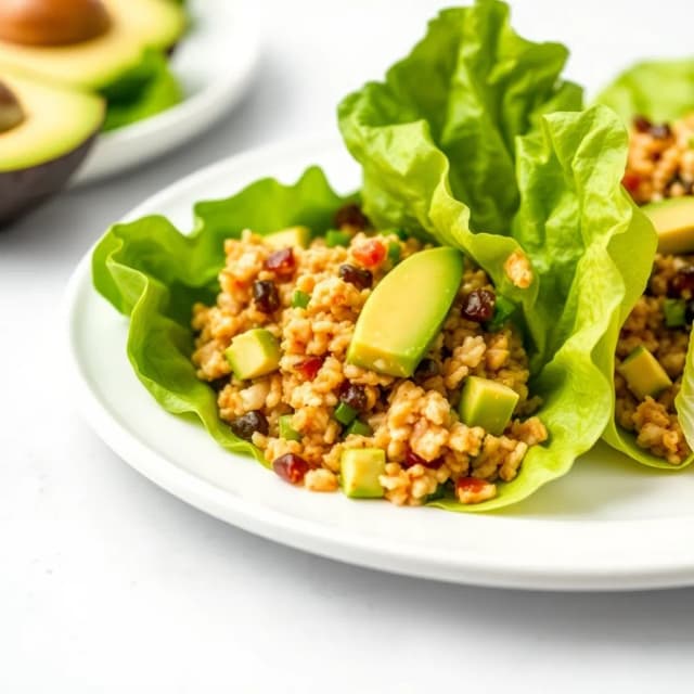 Brown Rice and Avocado Lettuce Wraps