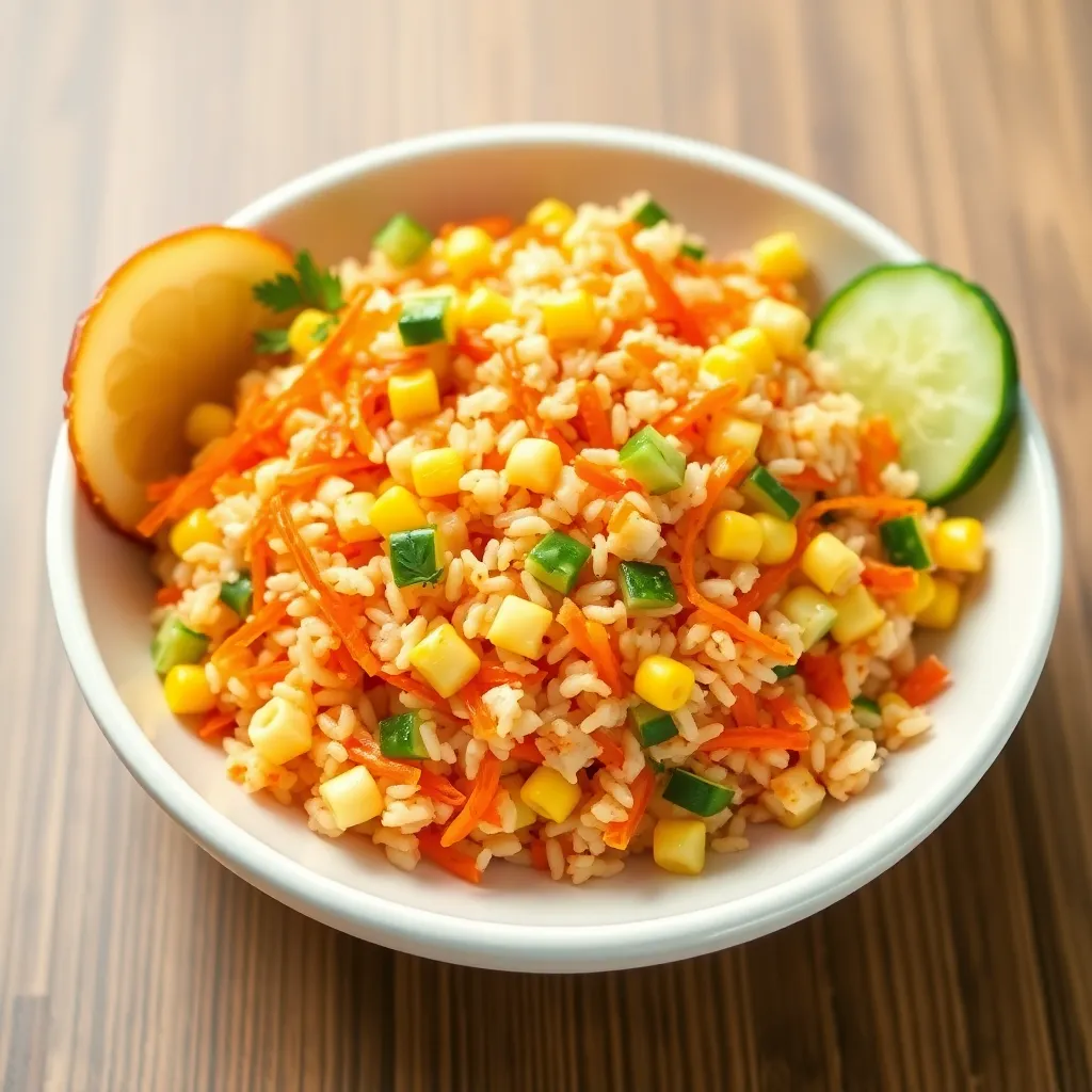 Carrot and Cucumber Rice Salad with Corn