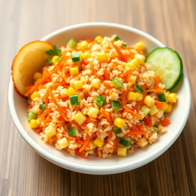 Carrot and Cucumber Rice Salad with Corn