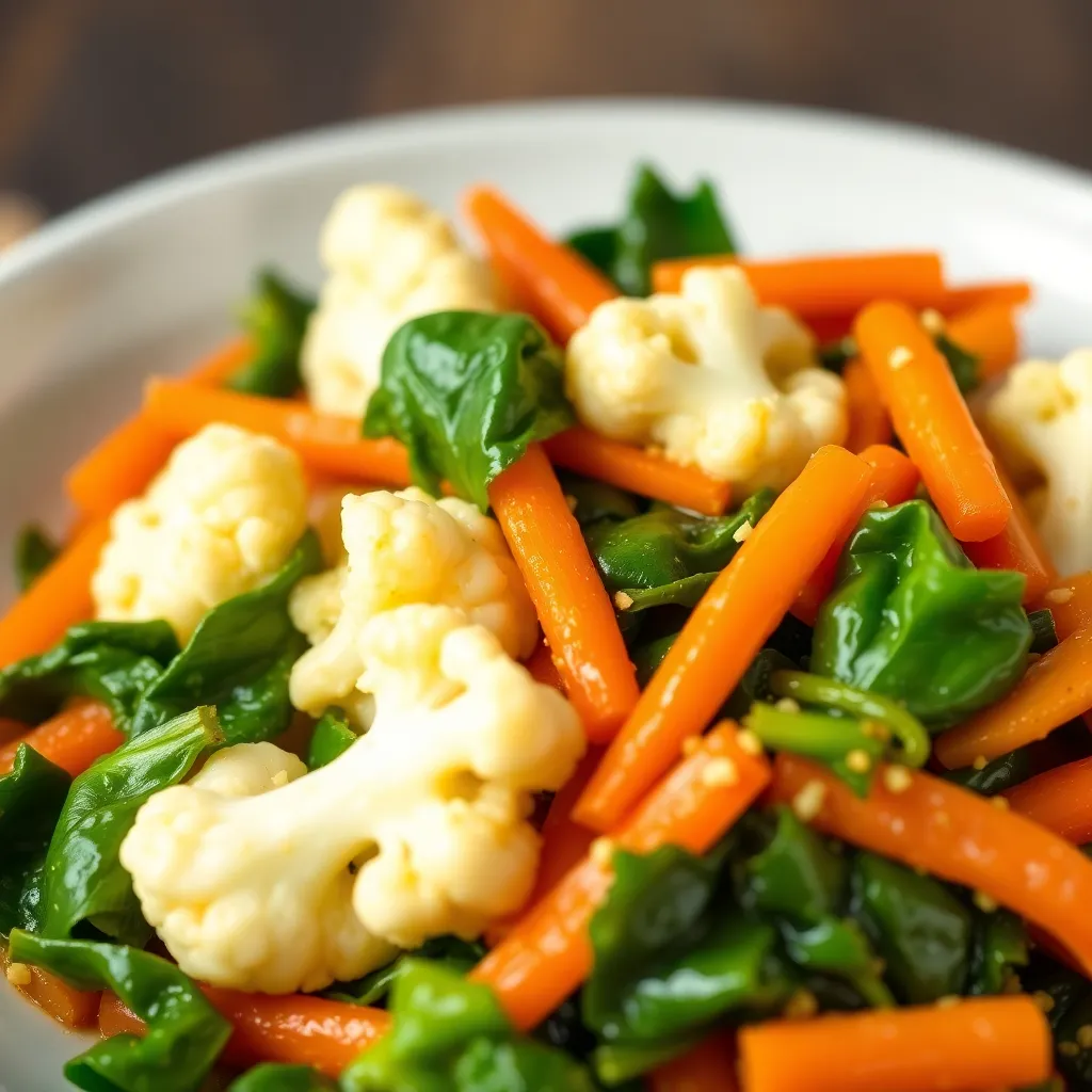 Carrot, Spinach, and Cauliflower Stir-Fry